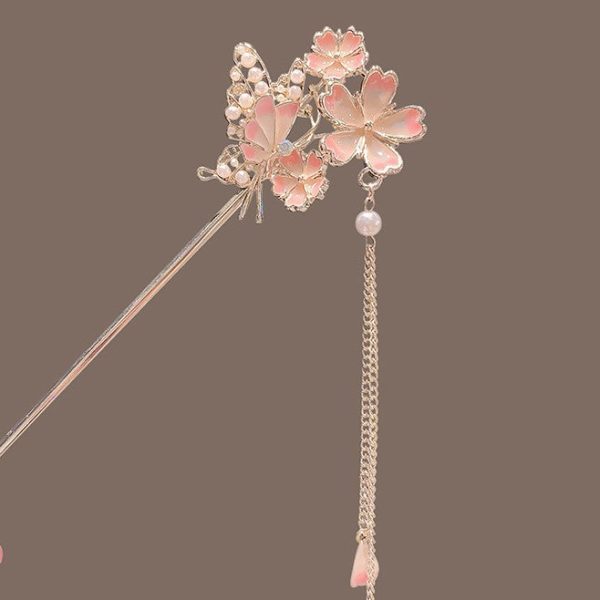 Wholesale Cherry Blossom Hairpin Tassel Cheongsam Plate Alloy Hairpin For Cheap