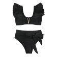 Wholesale Polyester Women s Split Solid Color Ruffled Edge Swimsuits on Sale