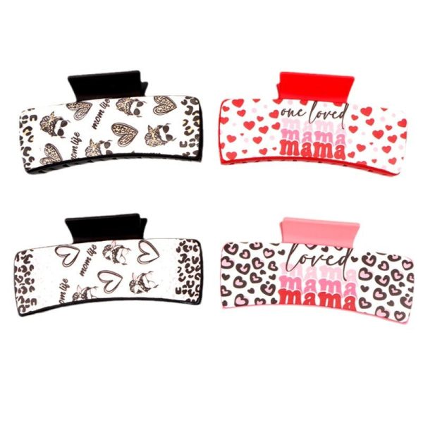 Wholesale Mother s Day Retro Pink Love Leopard Print Plastic Hair Clips Online