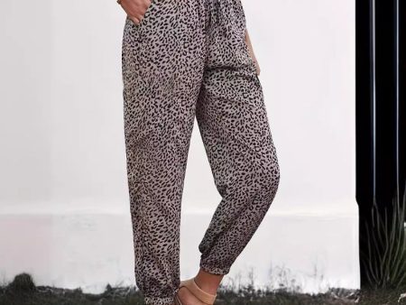 Wholesale Leopard Print High Waist Elastic Sports Sweatpants Discount