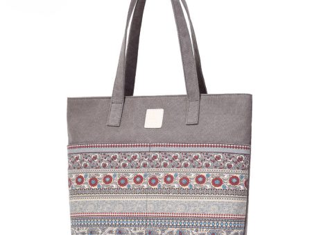 Wholesale Casual Ethnic Style Tote Canvas Shoulder Bag Online Sale