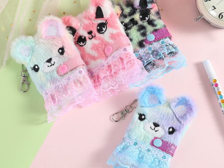 Wholesale Cartoon Cute Cat Pink Skirt Plush Notebook Online now