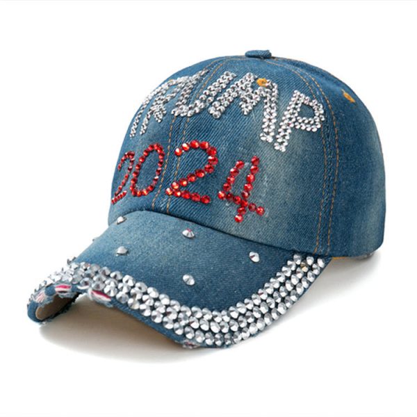 Wholesale American Flag Denim Diamond Activity Sun Protection Baseball Cap Discount