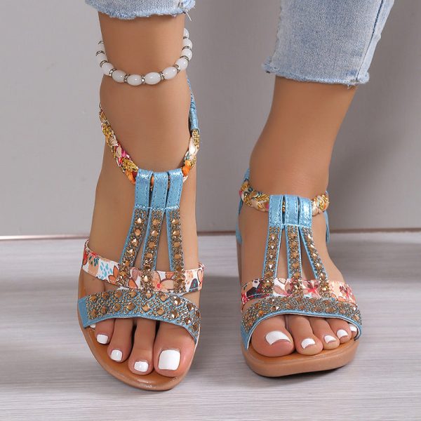 Wholesale Flat Bottomed Diamond Fish Mouth PU Sandals For Discount