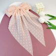 Wholesale Chiffon Long Polka Dot Fabric Big Bow Hair Clip Supply