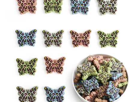 Wholesale 10pcs Creative Leopard Butterfly Silicone Loose Beads Supply