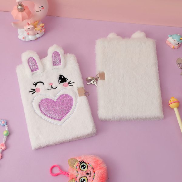 Wholesale Cartoon Bunny Plush Notebook with Lock Cheap