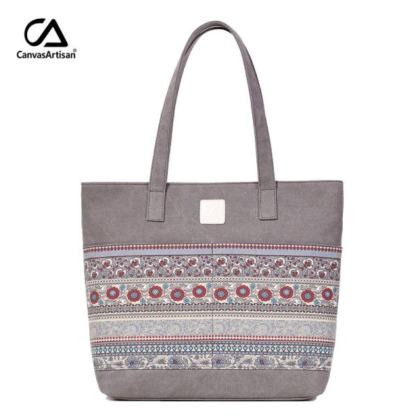 Wholesale Casual Ethnic Style Tote Canvas Shoulder Bag Online Sale