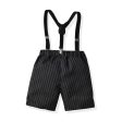 Wholesale Boys and Gentlemen s Cotton Bow and Plaid Short Sleeved Shirt and Suspender Suit Online