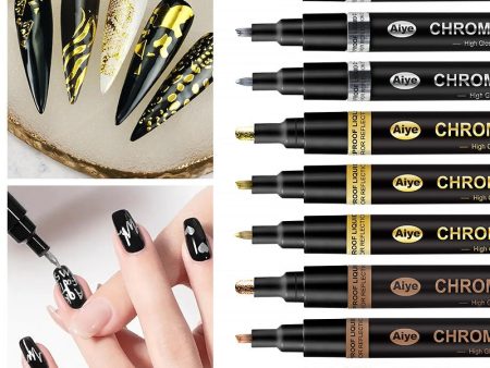 Wholesale high gloss mirror chrome plated markers, metal pens, reflective electroplated pens, DIY Gundam plastic model nail art metal pens Online Sale