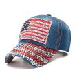 Wholesale American Flag Denim Diamond Activity Sun Protection Baseball Cap Discount