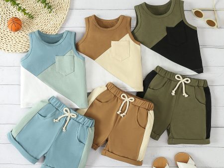 Wholesale Color Matching Tank Tops and Shorts Baby Cotton Sets For Sale