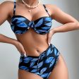 Wholesale Split High Waist Printed Solid Color Patchwork Swimsuit Fashion