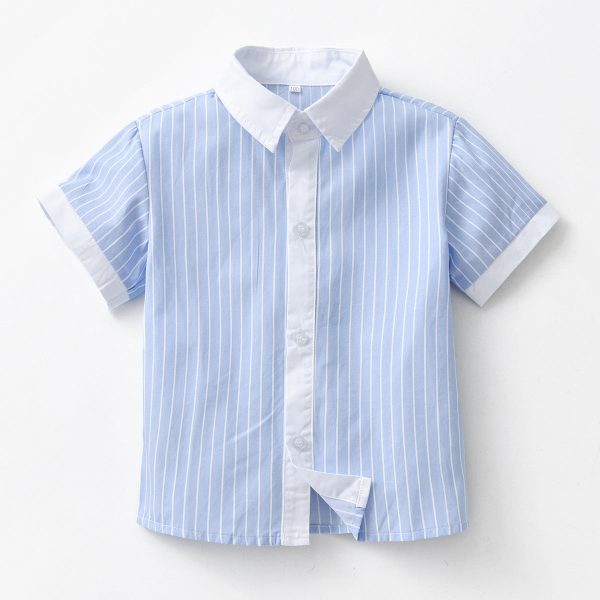 Wholesale Children s Cotton Short Sleeved Shirt and Suspender Four Piece Set Online Sale