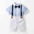 Wholesale Children s Cotton Short Sleeved Shirt and Suspender Four Piece Set Online Sale