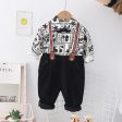 Wholesale Children s Cotton Casual Long Sleeved Shirt and Suspender Two-piece Set Supply