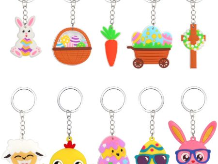 Wholesale 20PCS Easter Keychain Cartoon Rabbit Easter Egg Pendant Keychain Discount