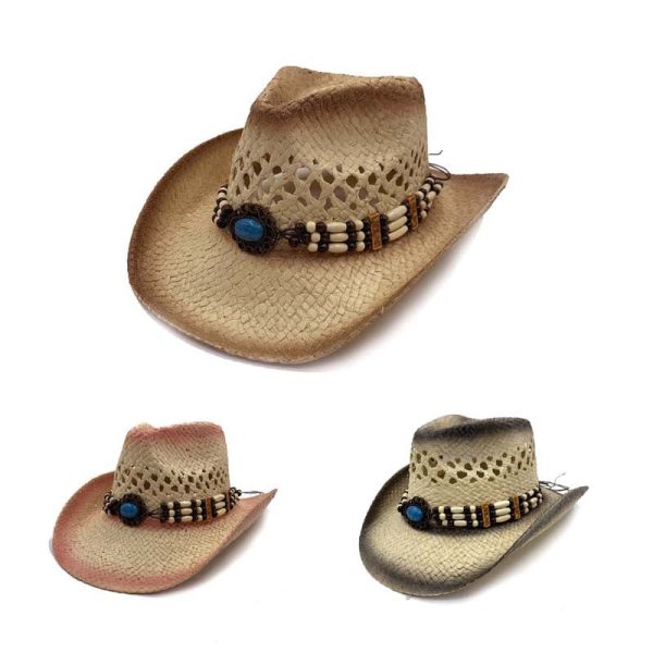 Wholesale Ethnic Style Hollowed Out Western Straw Woven Cowboy Hats Sale