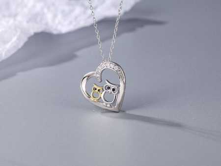 Wholesale 925 Sterling Silver Heart-shaped Owl Necklace on Sale