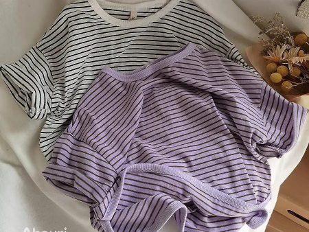 Whoelsale Children s Loose Striped Pure Cotton Short Sleeves Online Sale