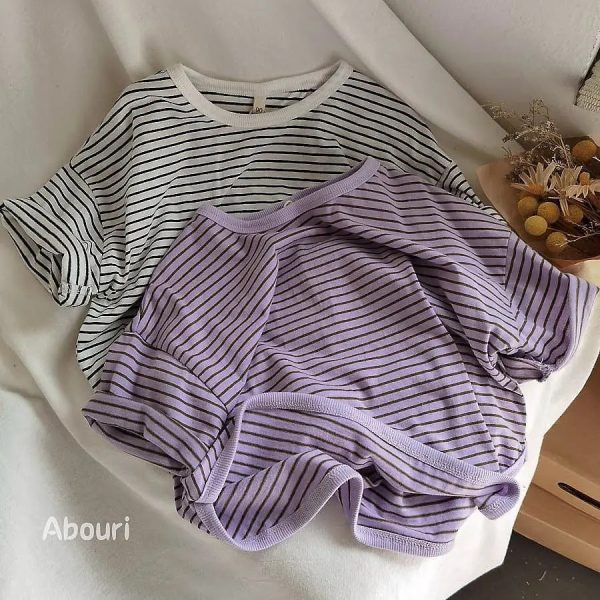 Whoelsale Children s Loose Striped Pure Cotton Short Sleeves Online Sale