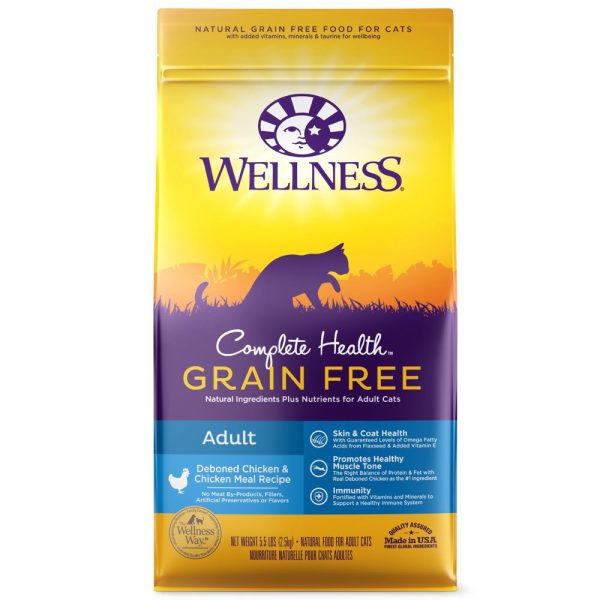 20% OFF: Wellness Complete Health Grain Free Adult Deboned Chicken & Chicken Meal Dry Cat Food 11.5lb Supply